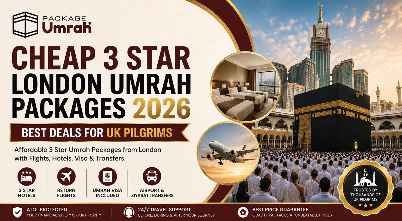 Affordable 3 star Umrah package from London 2026